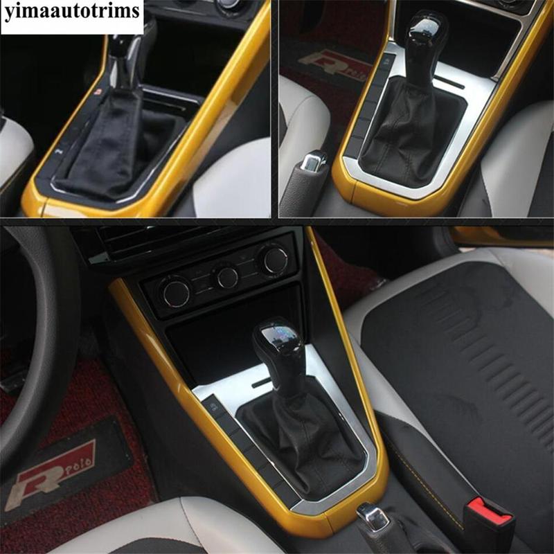 Car Center Console Gear Shift Box Panel Decor Cover Trim For VW Volkswagen Polo - Stainless Steel Interior Accessories