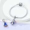 925 Silver Virgin Mary Deep Blue Golden Goddess Beautiful Blessing Charms Beads 3mm DIY Fine Jewelry Making