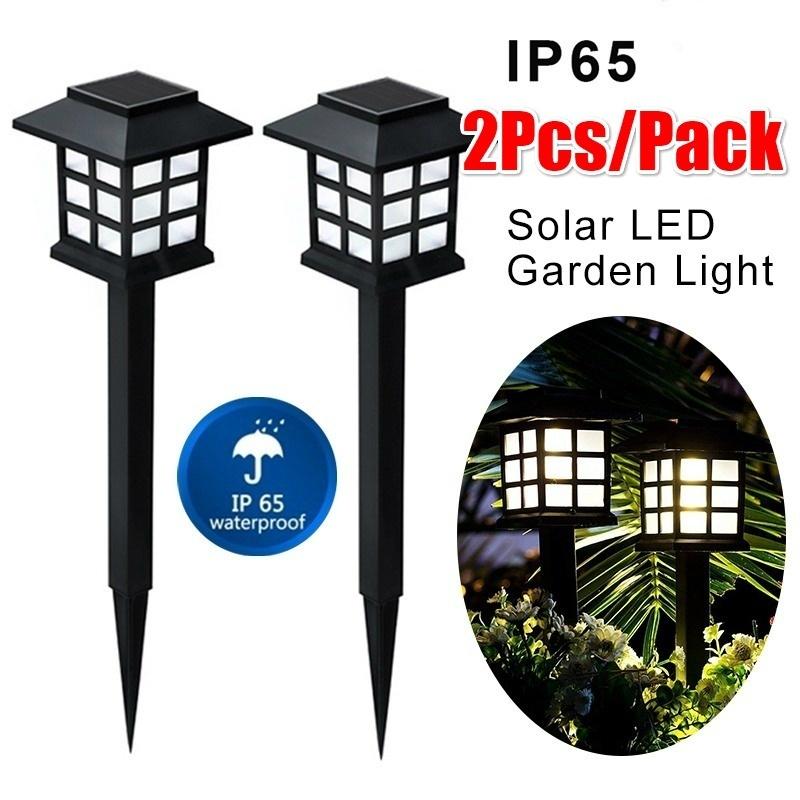 2Pcs/Pack Solar Power Pathway Lights Outdoor Garden Lights Landscape White/Warm White Light for Lawn
