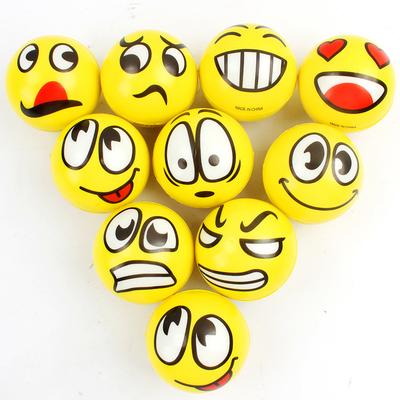 6 шт. 6,3 см пенопластовый мячик с выражением лица, ПУ-мячик для снятия стресса, игрушка для активного отдыха, спортивная игрушка для запястья, детская игрушка