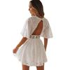 Embroidery Summer White Lace Dress Vintage Backless Sexy Dress Women Hollow Out Cotton Party Dresses for Women Vestidos 18504