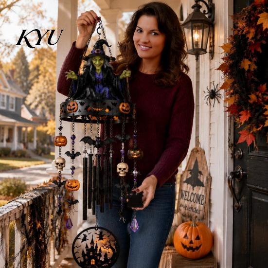 Gift for Witchcraft Lovers Witch Themed Outdoor Wind Chime, Healing Sound Weather Resistant Chimes, Chimes Garden Halloween Magic Iron Ornament Patio