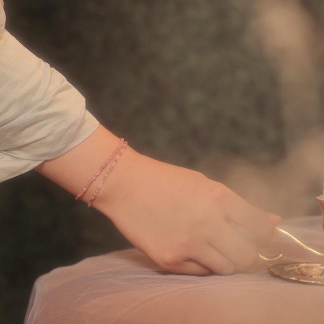 Изысканный браслет из розового турмалина ручной работы для женщин - Натуральные кристальные украшения с бусинами