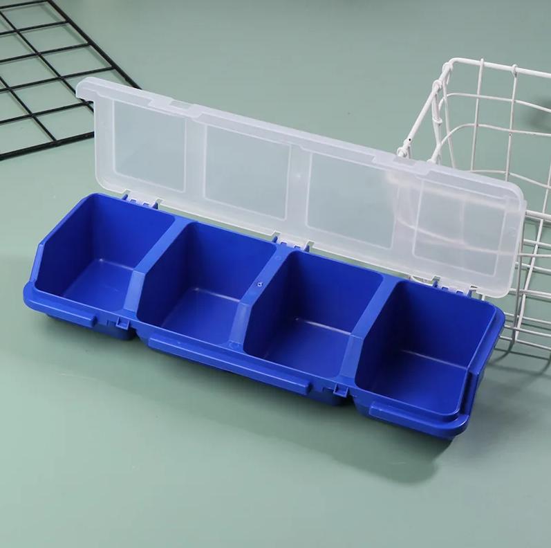 1Pc Parts Storage Box Plastic Screw Organizer Box with 4 Compartment Tool Part Container Bin with Lid Display Storage Case