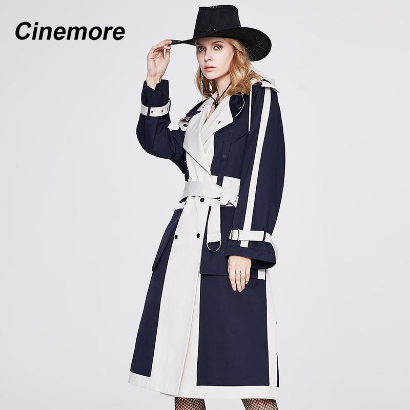 Cinemore Новая ветровка, длинное классическое модное женское пальто с капюшоном, осень 2022, повседневный весенне-осенний плащ 92205-1