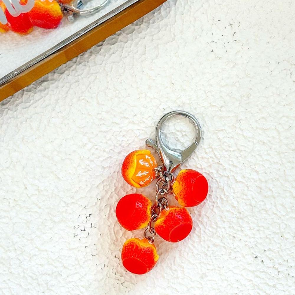 Chunky Beads Red Fruit Key Chain Realistic 3D Resin Key Ring Berry Bag Charm Girls Kids