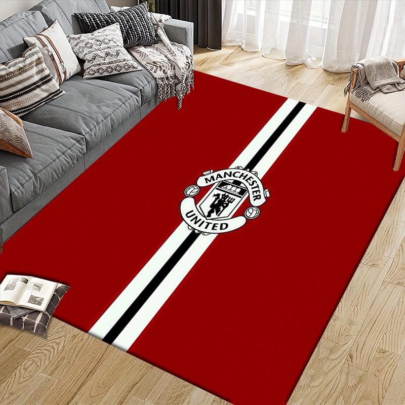 Manchester United2 Flannel Pattern Square Carpet,Area Rug,Carpet Rug for Living Room Bedroom Sofa Playroom Decor,Non-slip Floor Mat