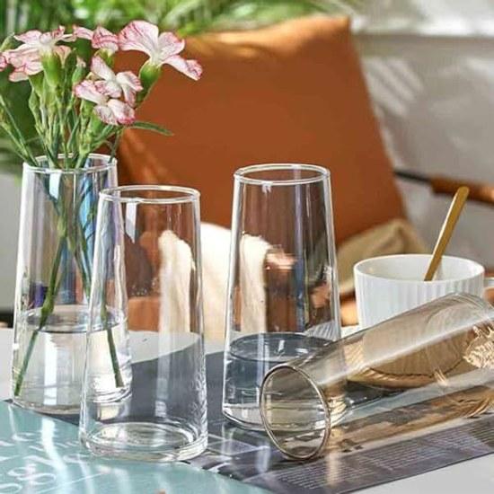 Vase Glass Stylish Single Stem Simple Flower Container Transparent Base Decorative Home Decor Height 15CM