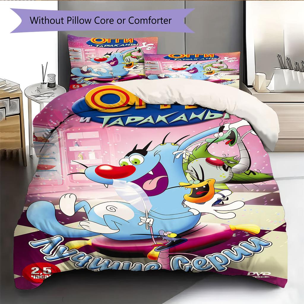 Oggy Glory Bedding Quilt Set Quilt Cover Pillowcase Home Decoration Birthday Gift (1 * duvet cover + 2 * pillowcase, without core)