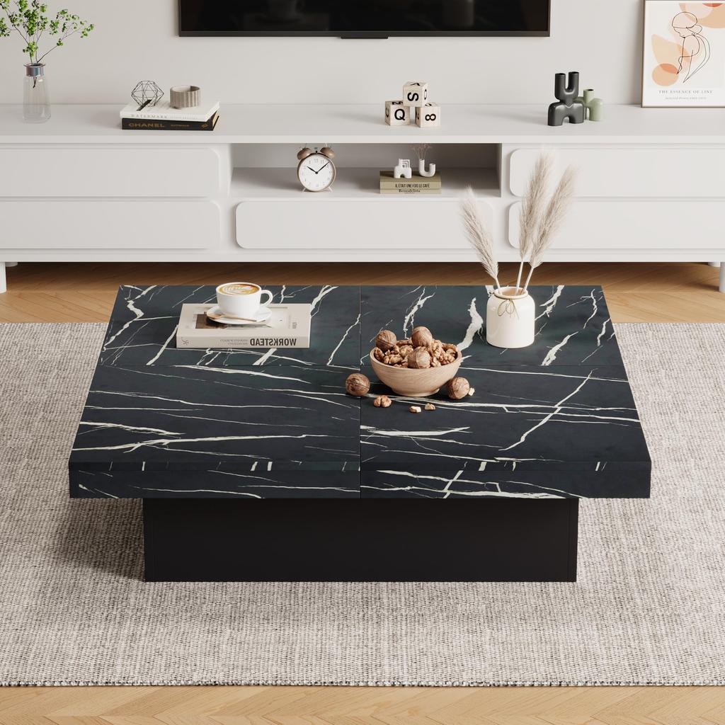 Журнальный столик с выдвижной столешницей, Современный со скрытым отделением для хранения, Креативный диванный столик для кофе, Центральный столик для домашнего офиса, Черный