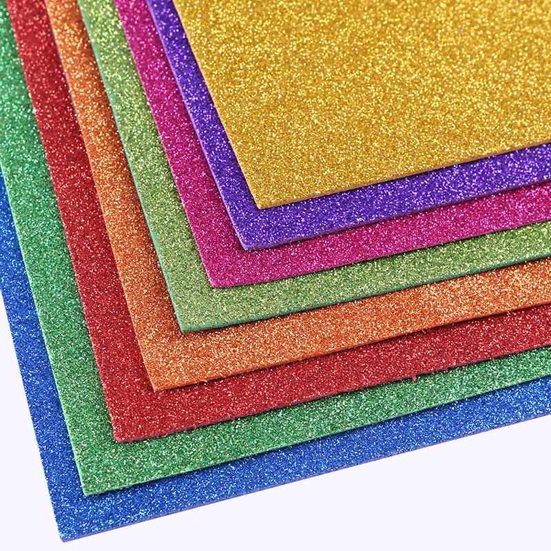 10Pcs/bag 2MM Thick A4 with Powder Sheet Material Glitter Bright Sponge Paper Foam Paper Kindergarten DIY Handmade