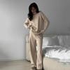 Women Turtleneck Sweater Pants Suit Chic Long Sleeves Loose Pullover New In Matching Sets Lady Solid Warm Basic Outfits