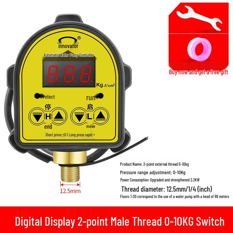 Fully Automatic 220V Electronic Pressure Switch for Household Water Pumps with Smart Digital Display and Adjustable Settings