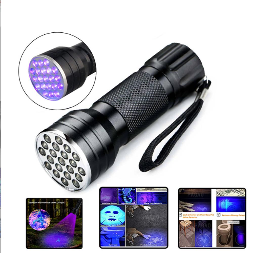 21LED UV Flashlight Glue Curing Flashlamp Ultraviolet Ink Dryer Money Fluorescer Detector UV Oil Curing Purple Light Torch