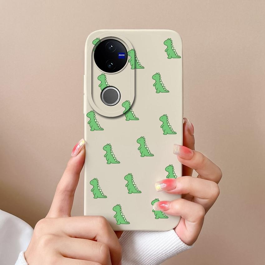Для Vivo V50 Y16 Y31 Y53S Y55 IQOO Z10X Y51 Y70 Чехлы для телефона Шаловливый динозавр Рисунок Жидкий силикон Пылезащитный Полный защитный чехол Для Vivo Задняя крышка