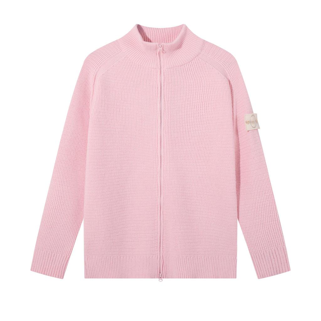 STONE Унисекс Кардиган на молнии с воротником-стойкой и нашивкой Вязаный свитер для осени/зимы