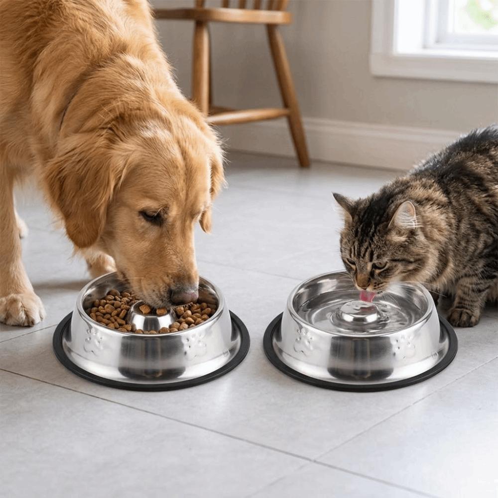 Anti-tip Dog Feeder Rustproof Pet Drinking Bowl Smooth Surface Pet Dinner Bowl  Pet Dining Use