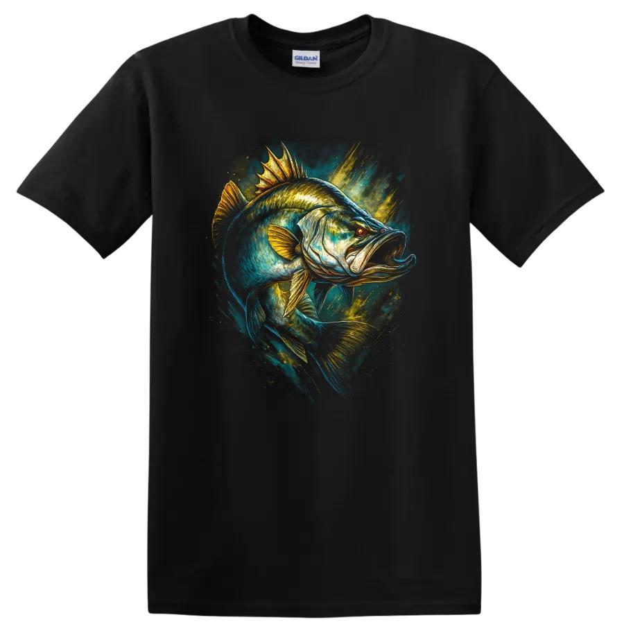 Fish Graphic T Shirt Bass Fishing Art Design for Anglers Cool Tee