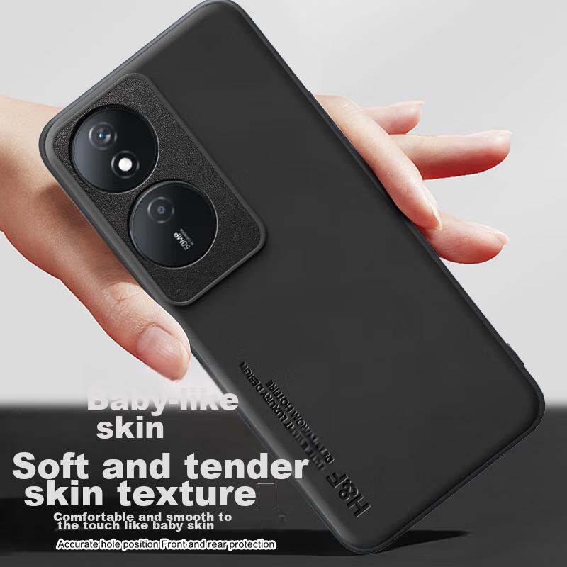 Phone Case for Honor Play 50 Plus, Upgraded Skin-Like Matte Lens Full Protection Silicone Case - Midnight Black