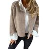 Winter Women Jacket Round Neck Thick Fleece Open Stitch Short Type Cardigan Long