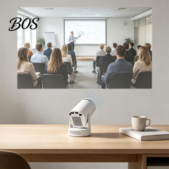 4k Support Projector Mini with Base Speaker, 4K Portable LED Projector, 200 ANSI, Bluetooth-compatible 5.4 & WiFi 6, 210 Degrees Rotation, Indoor