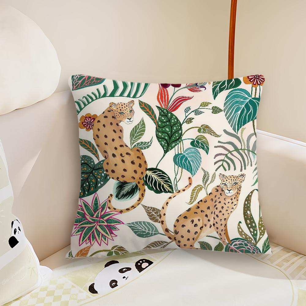 Fashion Leopard symmetry cushion cover Pillow Case Plush Fabric Soft Double Sided Print Sofa Cushion Cover Throw Pillow Covers