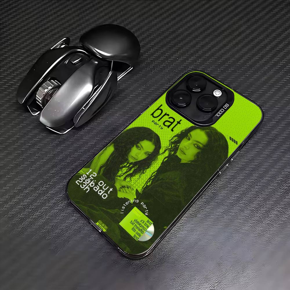 Чехол для телефона Charli XCX Brat Для iPhone17,16,15,14,13,12,11 Plus,Pro Max Цветной Посеребренный Внутренний Чехол