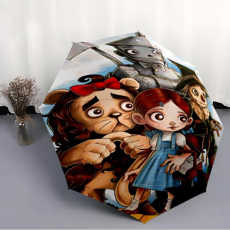 The Wizard of Oz Print Automatic Umbrella, 8 Rib Iron Frame, Plastic Handle, Suitable for Outdoor Travel &Daily , Ideal Gift