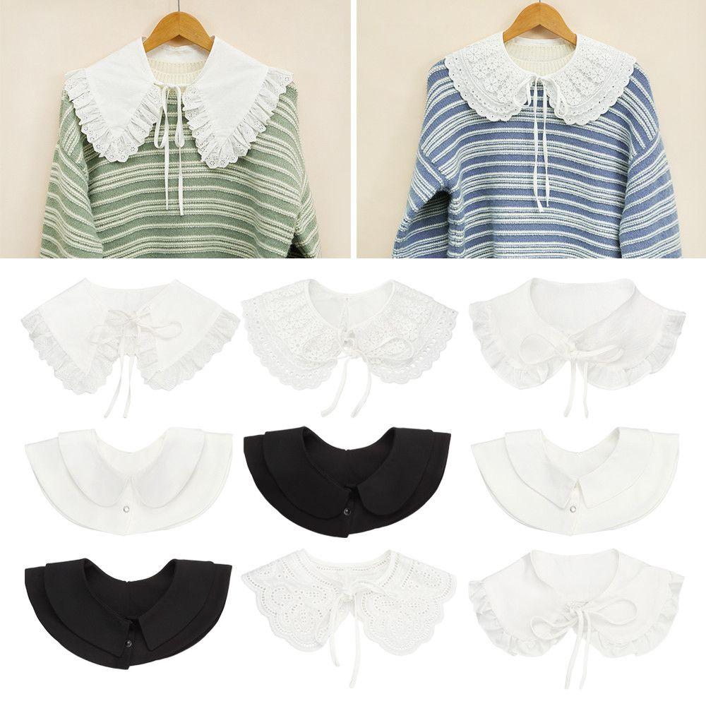 Detachable Vintage Sweet Clothes Accessories Shawl Lapel Blouse Top Shirt False Tie Fake Collar