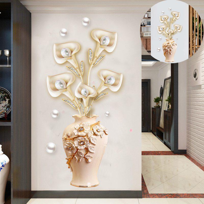 Self-Adhesive Wallpaper Wall Stickers Cozy Bedroom Hallway Wall Stickers Pearl Vase Decorative Painting