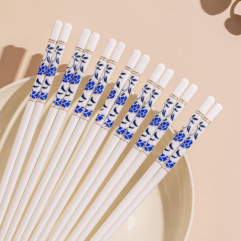 HANDUNYOU Gold Rim Ceramic Chopsticks (5 Pairs)