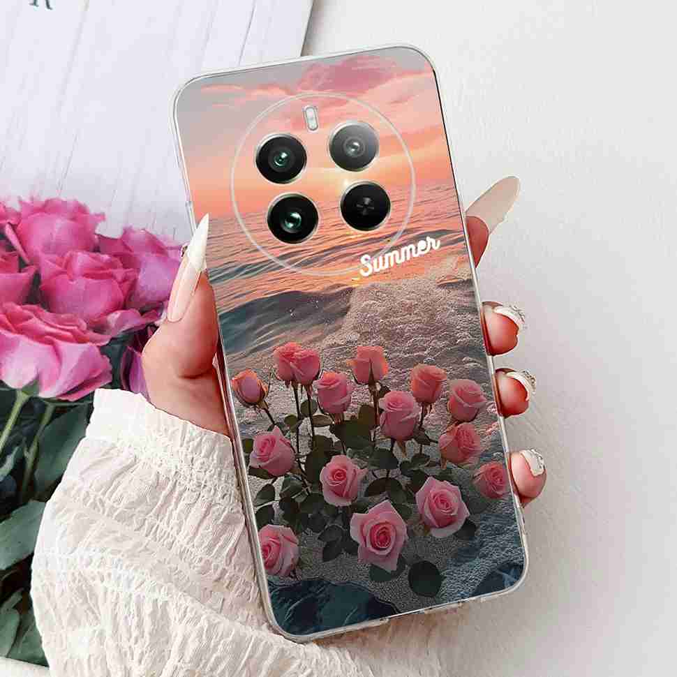 Для Realme 12 Pro RMX3842 6.7" Летний Лотос Милый Кот Мягкий Силиконовый ТПУ Чехол Для Realme 12Pro+ 12Pro Plus RMX3840 Защитный Бампер