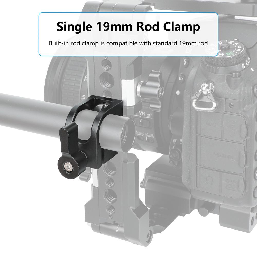 HDRIG 19MM Rod Clamp with Single Hole and 3/8 Arri Locating Mount, Universal Clamp for 19MM Round Rod.