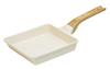 Nansen Japan Egg 15 X 18 Lightweight and Easy To Use Ceramic Frying Pan with Handle and Finish Pan, Cm, White, Wood-Look Die-Cast