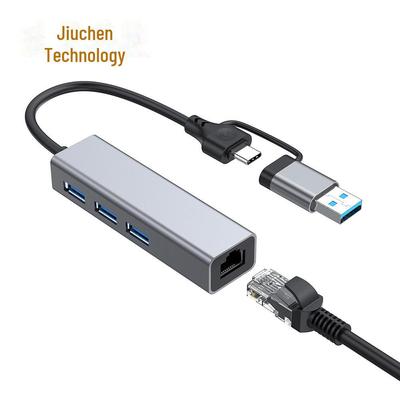 Сетевой адаптер USB-C - RJ45 2-в-1 Gigabit с 3-портовым концентратором USB 3.0