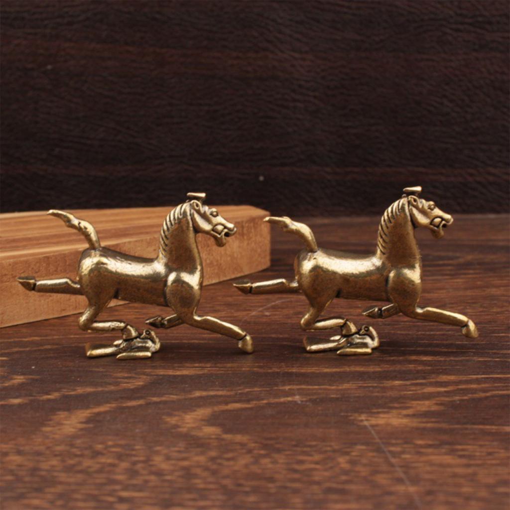 Brass Horse Figurines Chinese Year Zodiac Horse Ornament Feng Shui Lucky Statue Home Office Desktop Decoration Crafts