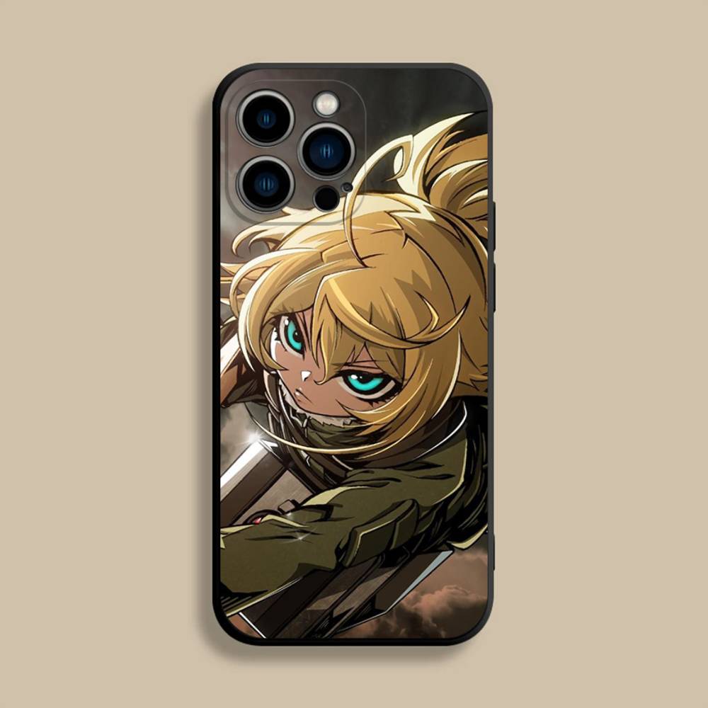 Чехол для телефона с аниме Y-Youjo S-Senki для iPhone 17,16,15,14,13,12,Pro,Max,Plus,E,SE4,Air,Mini Черный Мягкий чехол