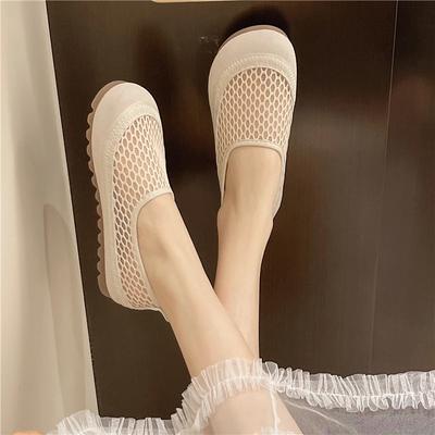 Женские туфли на плоской подошве с круглым носком, повседневная обувь без застежек, нескользящие мокасины, новые сетчатые туфли больших размеров на плоской подошве для женщин, летняя дышащая обувь для женщин