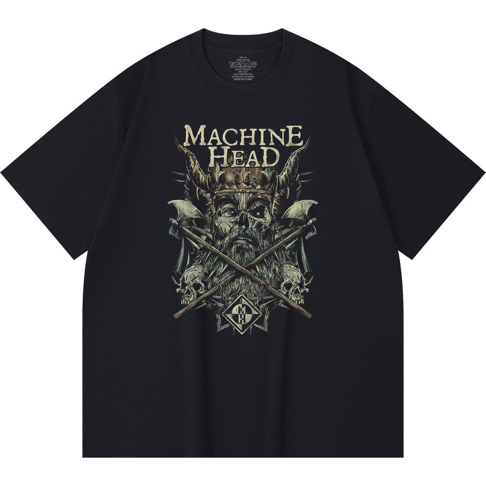 Хлопковая футболка плотностью 230 г/м² 100% Хлопок Heavy Metal Футболка с принтом рок-группы Популярная музыка Унисекс Тяжелая хлопковая футболка
