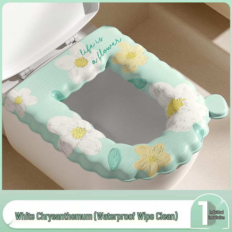 Водонепроницаемая подушка для сиденья унитаза на все сезоны с крышкой и чехлом с утолщенным узором