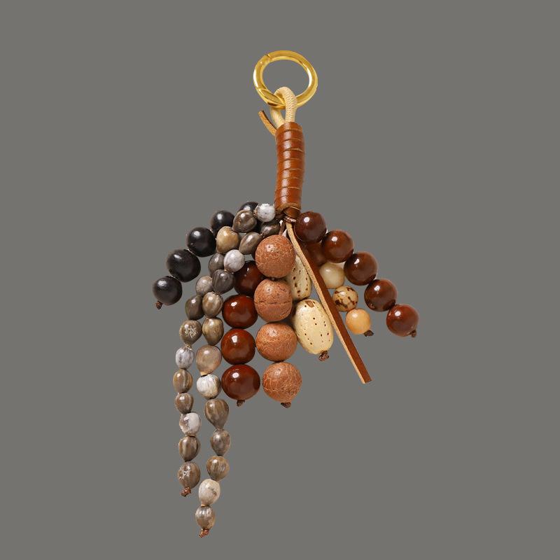 Веревочная сумка-сетка Брелок для ключей автомобиля Счастливый Бусины Бодхи Подвеска для рюкзака Брелок для ключей для женщин Шарм Украшения