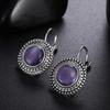 Модные Boho Высококачественные Большие Висячие Серьги для Женщин Украшения Резные Винтажные Тибетское Серебро Круглый Опал Бохо Длинные Серьги