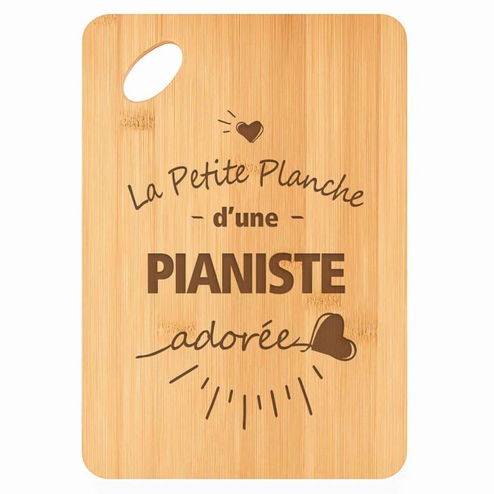 Planche à découper - PLANETEE - Pianiste Adorée - Bambou - 30 x 20 x 1 cm - Trou d'accroche 24 mm