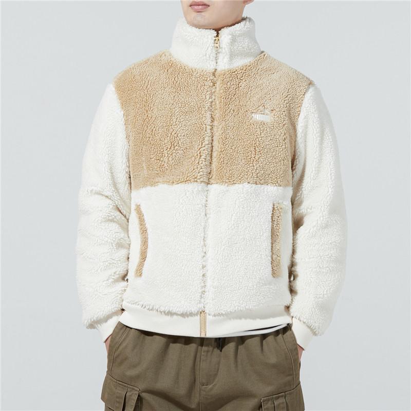 Puma Утепленная куртка из шерпа с цветовыми блоками и воротником-стойкой и логотипом Мужская куртка Белая 848954-93