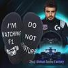 Носки Spot F1 Racing English с противоскользящими точками средней длины из хлопка - креативные носки для пола