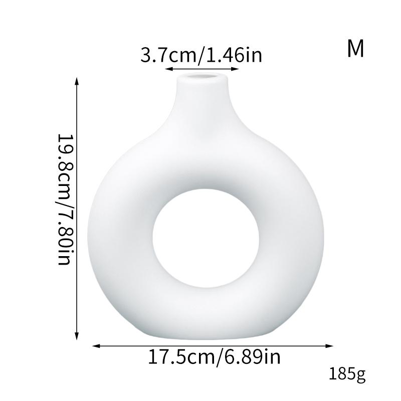 Donut Plastic Vase White Black Pink Cute Round Vase Flowerpot Ornaments for Living Room Dining Table Office Home Decor