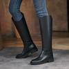 New Women 'S High Boots Genuine Leather Slip -On Women Boots Autumn Winter Thick Heel Women Shoes Knee -High Cowboy Boots For Women