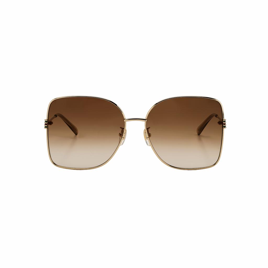 Gucci Солнцезащитные очки из сплава, золотая оправа, коричневые линзы, из сплава, неправильной формы, женские модели