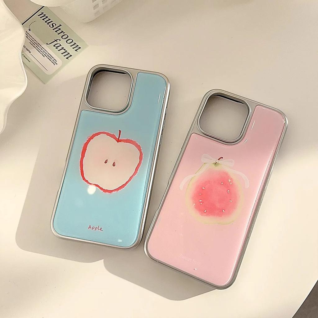Чехол для телефона 'Коллекция мультяшных фруктов' для iPhone 17 16e 16 15 14 13 12 11 Air Pro Max X XR XSMAX 8 7 Plus Роскошный прозрачный мягкий чехол