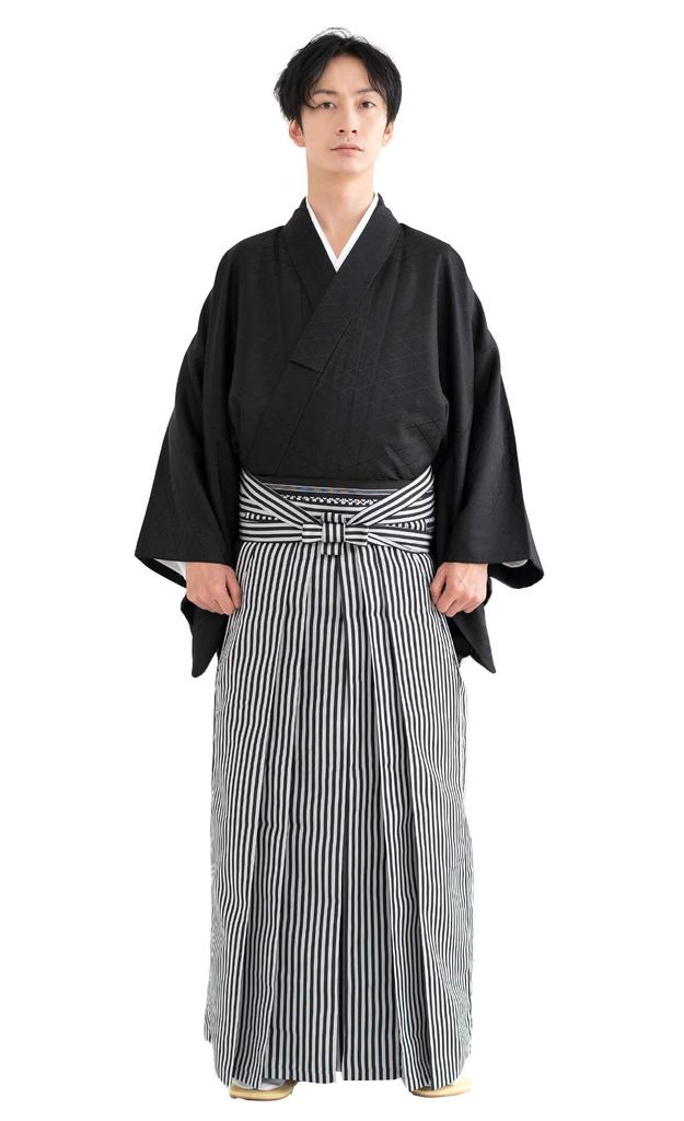 Haori Hakama Set Hakama Hakama Haori Kimono Family [KYOETSU] Men's (No Crest, Black, M)